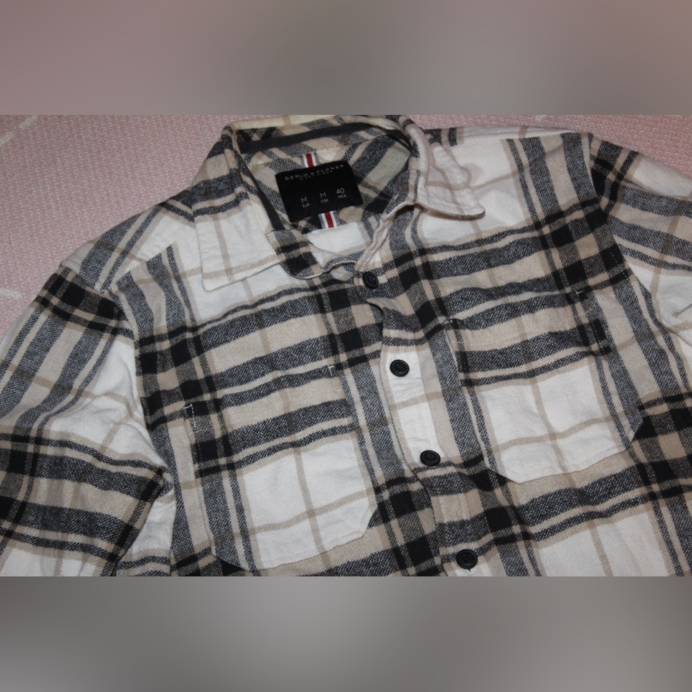 DENIM & FLOWER Ricky Singh Men’s Medium Flannel Overshirt Button Down - Picture 2 of 4